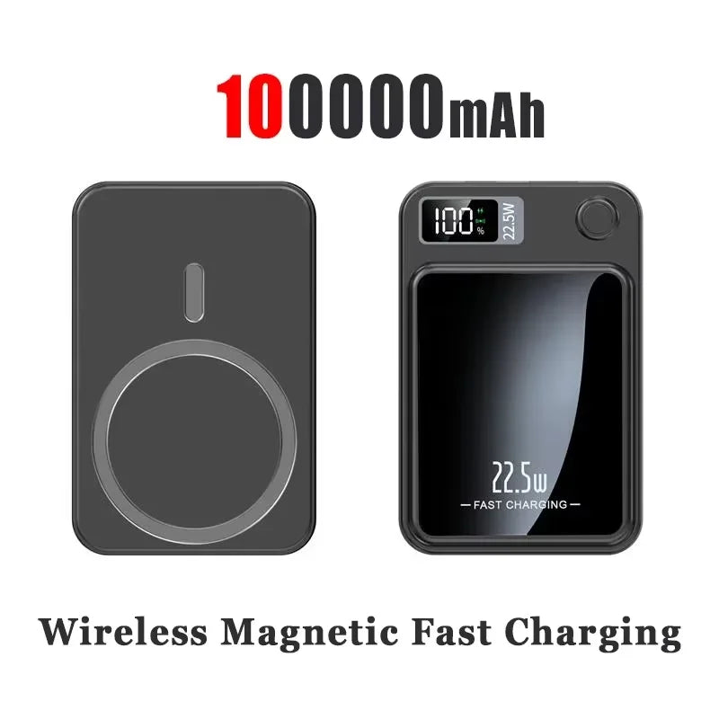 100000mAh Magsafe Charger Power Bank Slim and Portable High Capacity Qi Magnetic Wireless Fast Charging Power Bank for iPhone